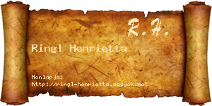 Ringl Henrietta névjegykártya